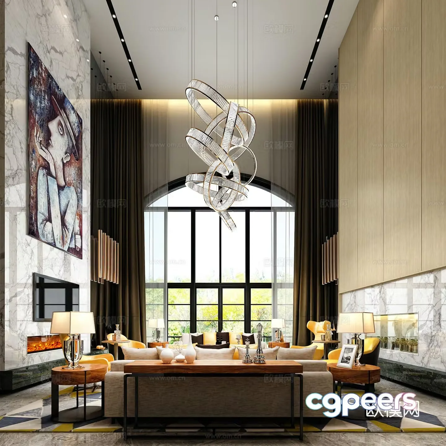 Postmodern empty living room 3D model