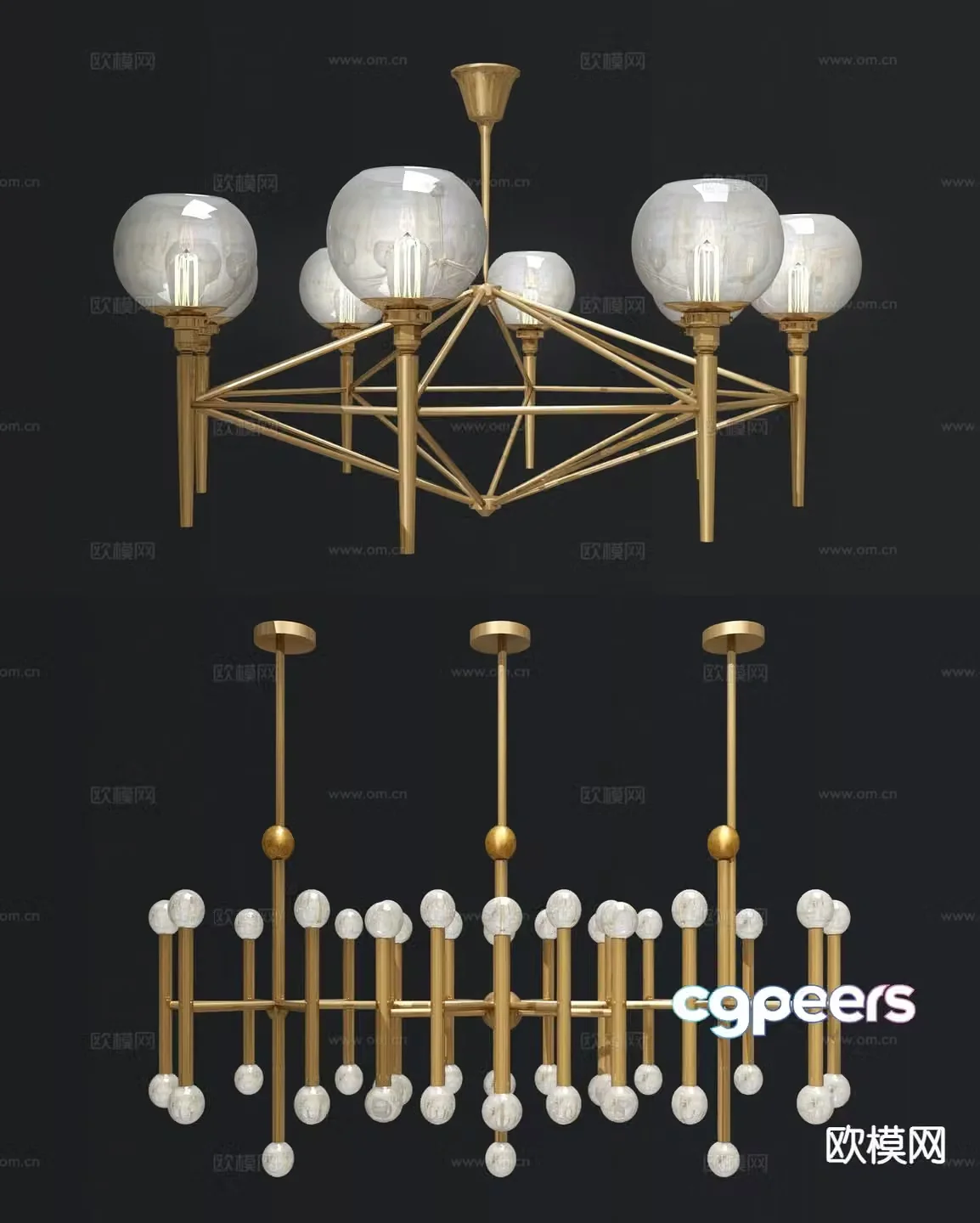 Light luxury chandelier multi-head chandelier 3D model