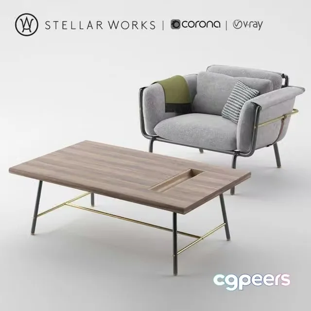 3ds Max Free – Stellar work chair and table collection of valet