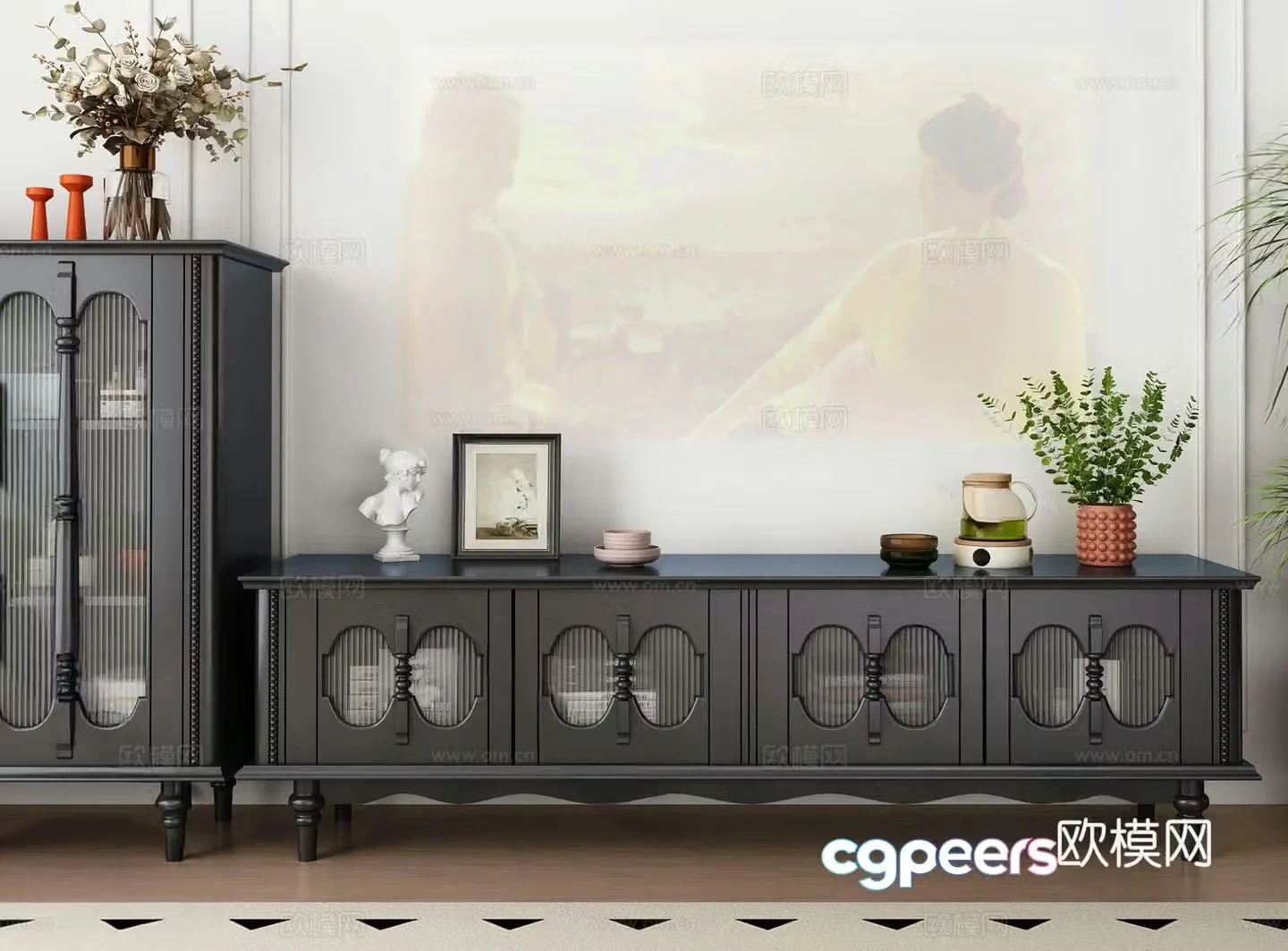 Medium retro TV cabinet 3d model