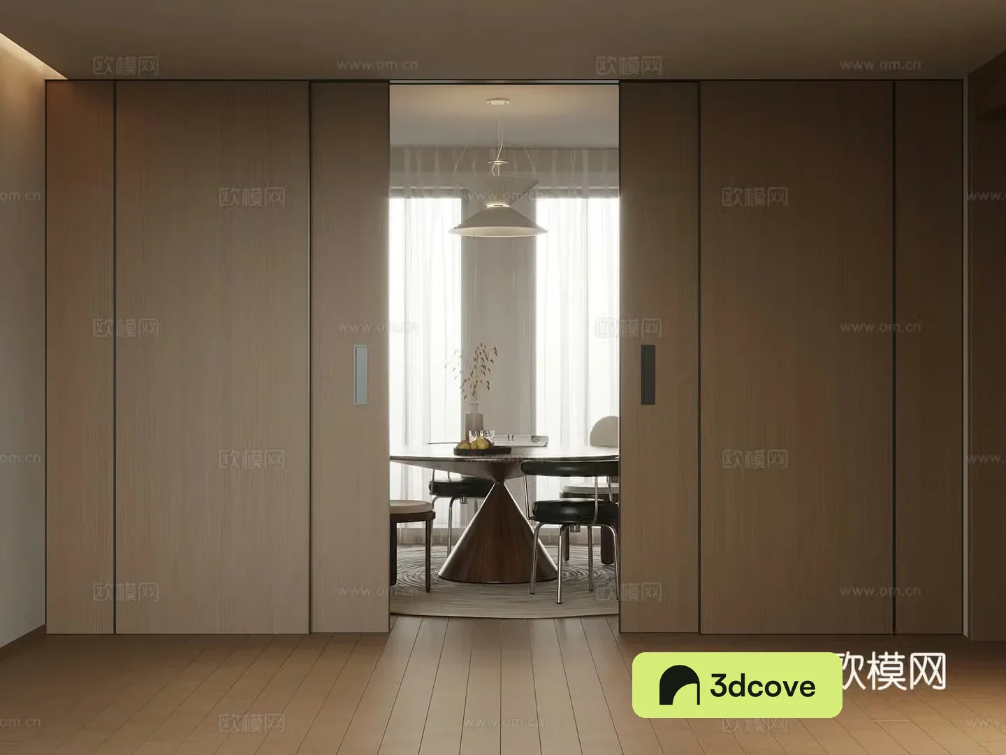 Modern solid wood sliding door dining table