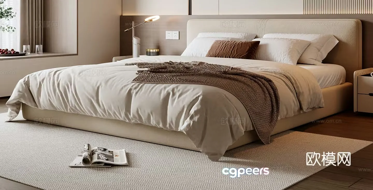 Modern double bed 3d model