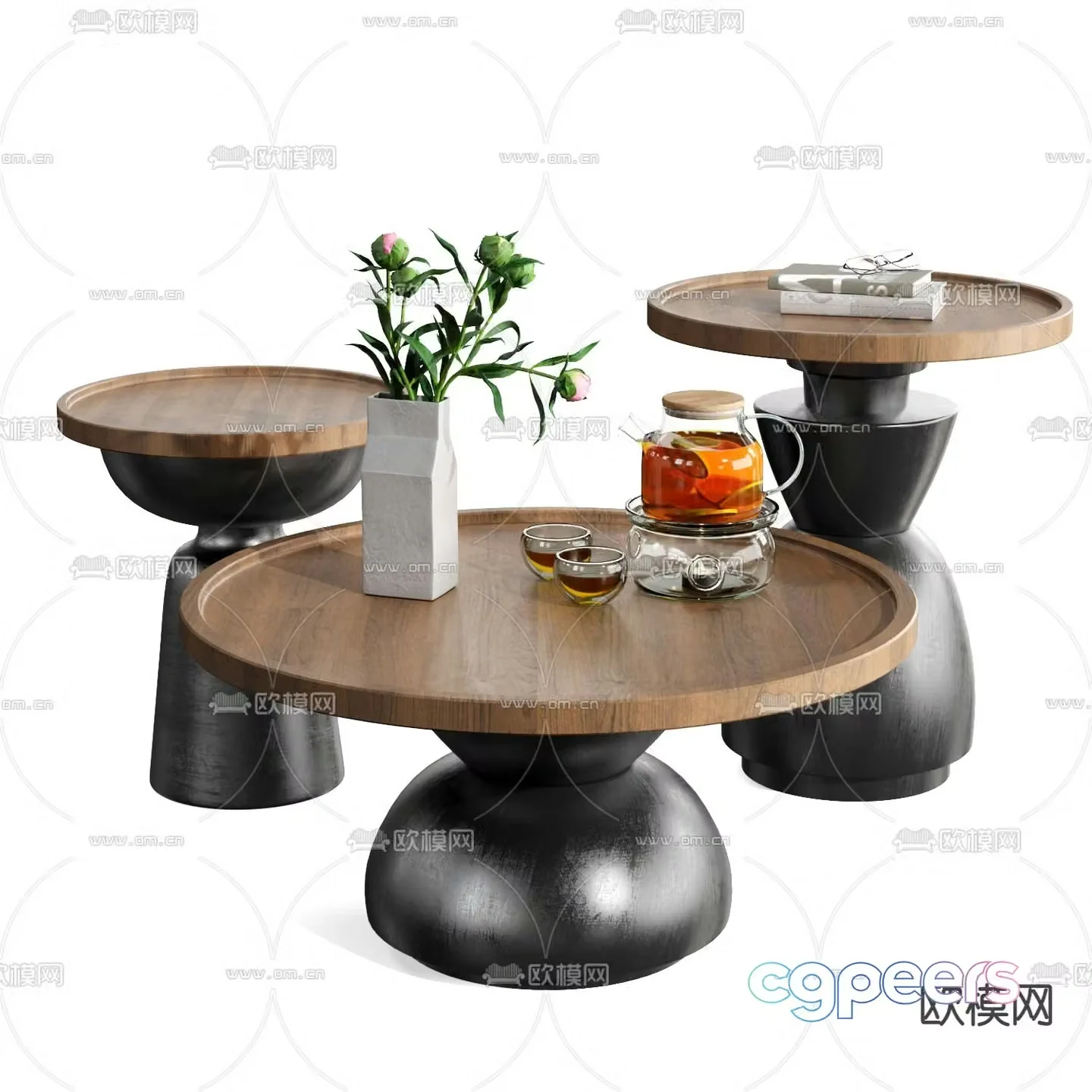 MISSANA modern solid wood coffee table 3d model