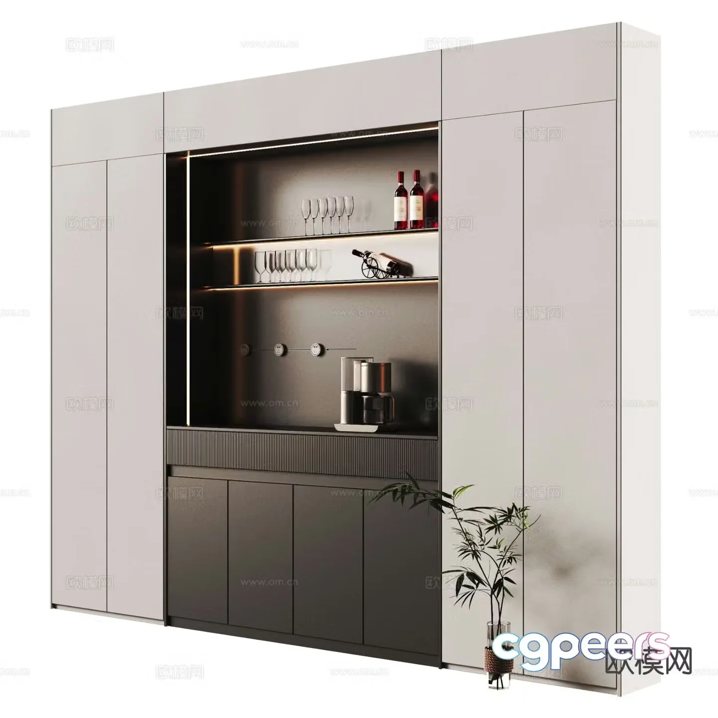 Modern wine cabinet sideboard 3d model