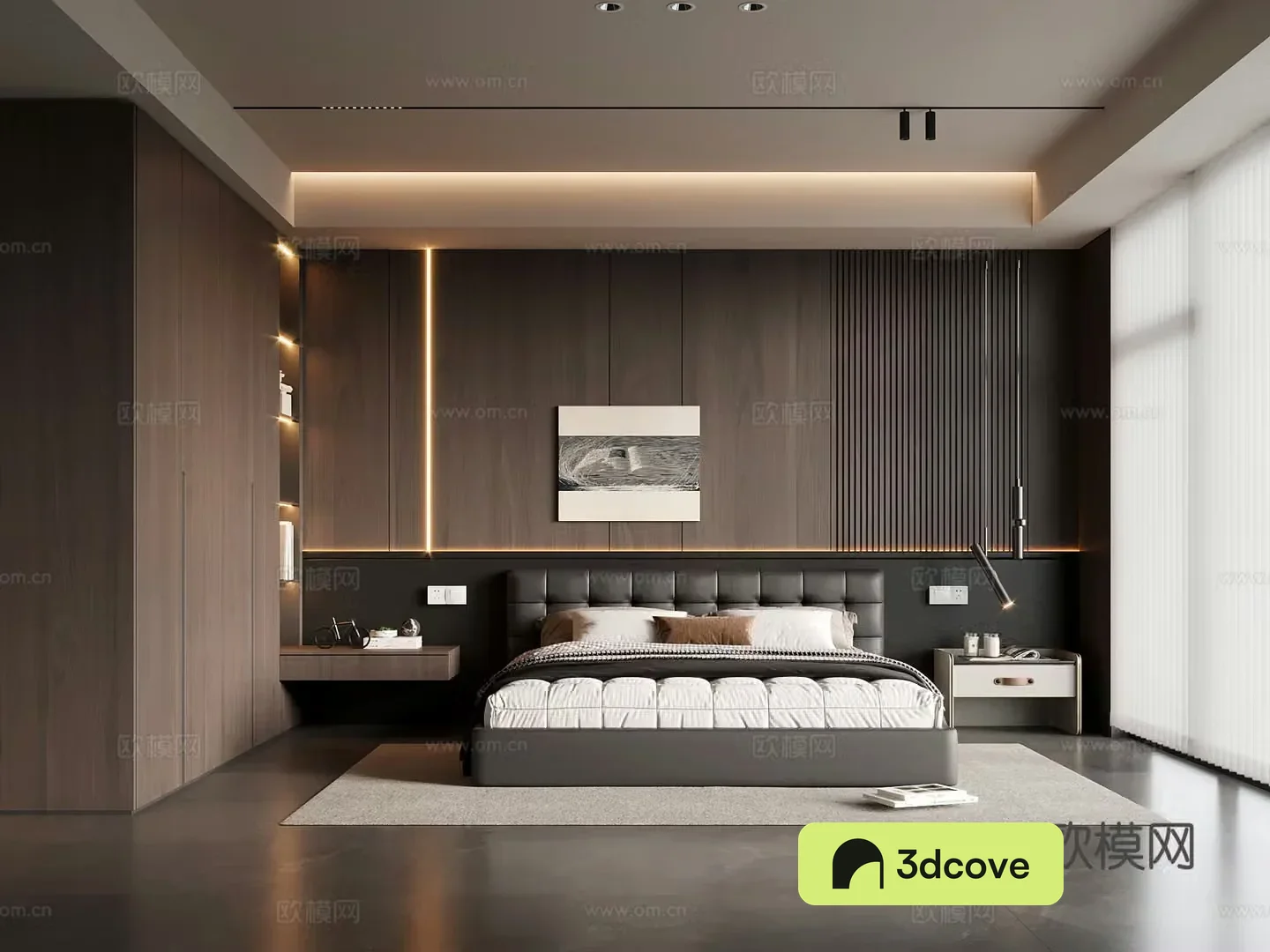 Bedroom Italian minimalist bedroom Master bedroom Double bed Wardrobe