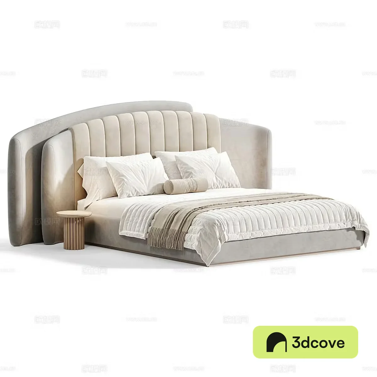 Fabric double bed backrest bed floor bed bedding solid wood bedside side pillow