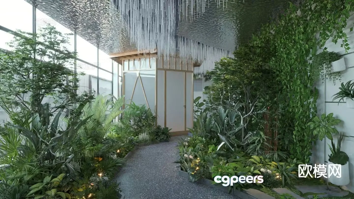 Modern indoor landscape landscaping aisle landscaping 3D model