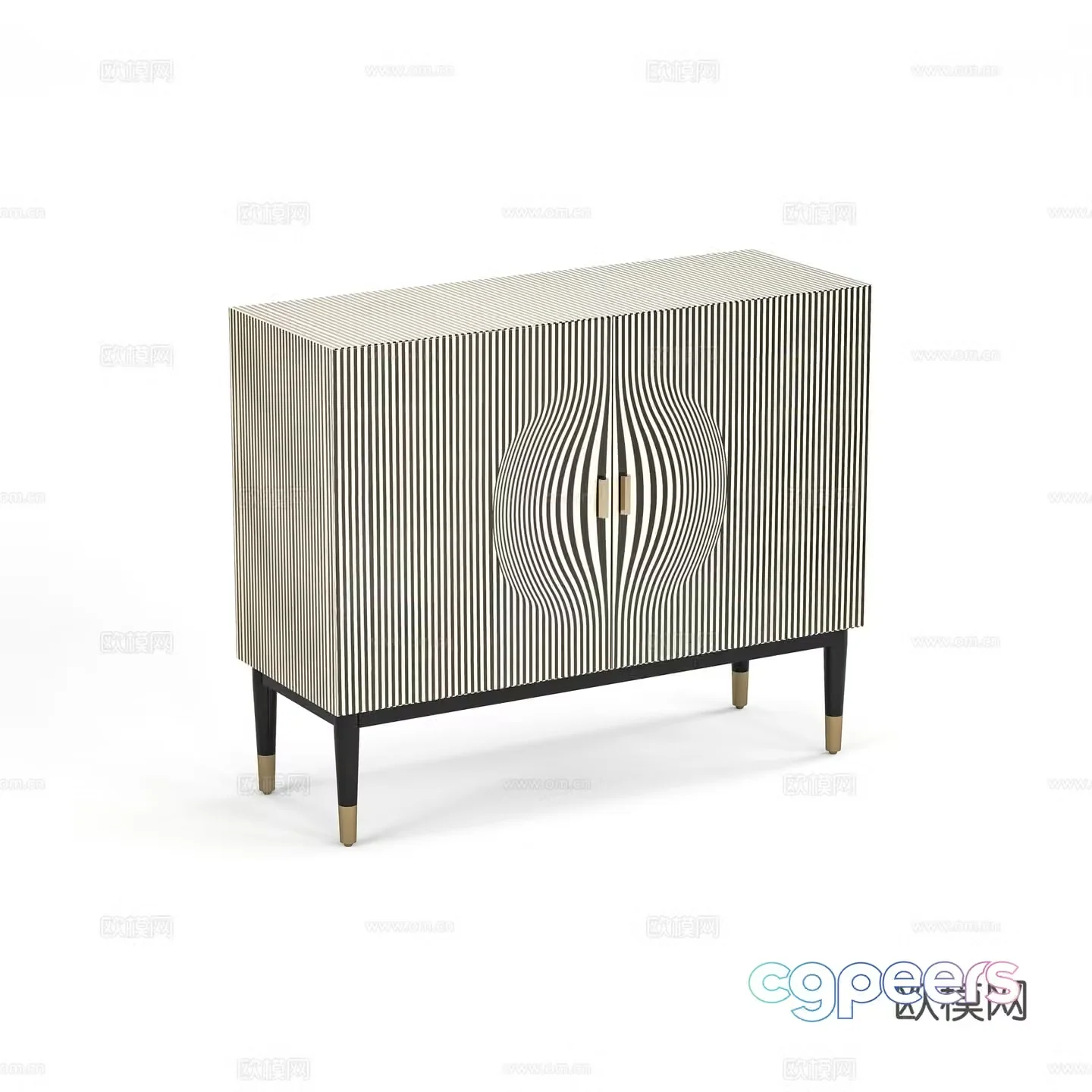 Light luxury low cabinet 3D model of entrance cabinet