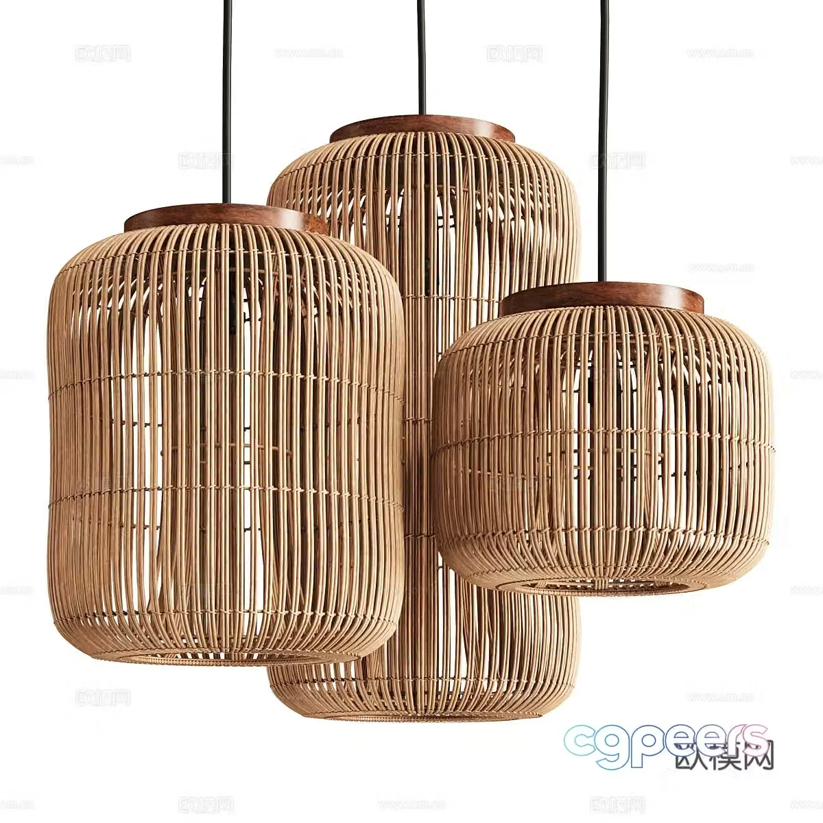 New Chinese style wasabi decorative chandelier 3D model