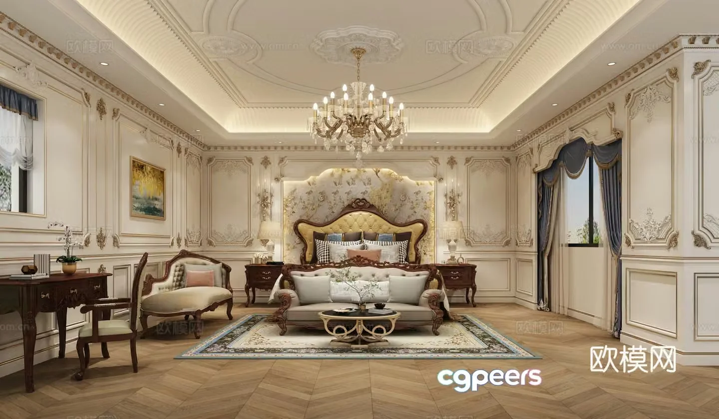French villa master bedroom 3d model