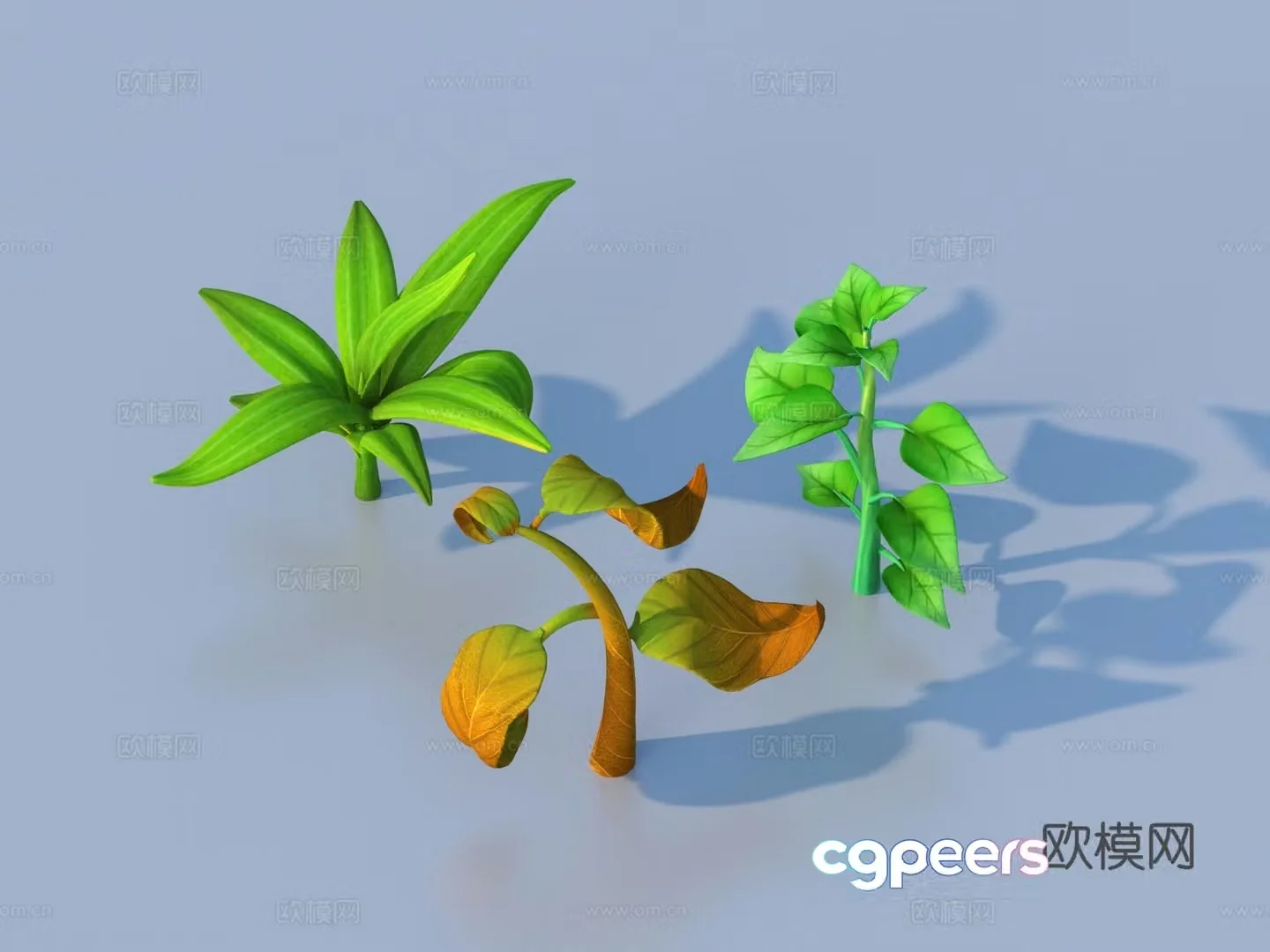 Cartoon Plants Shrub Flowers and Plants 3d Model