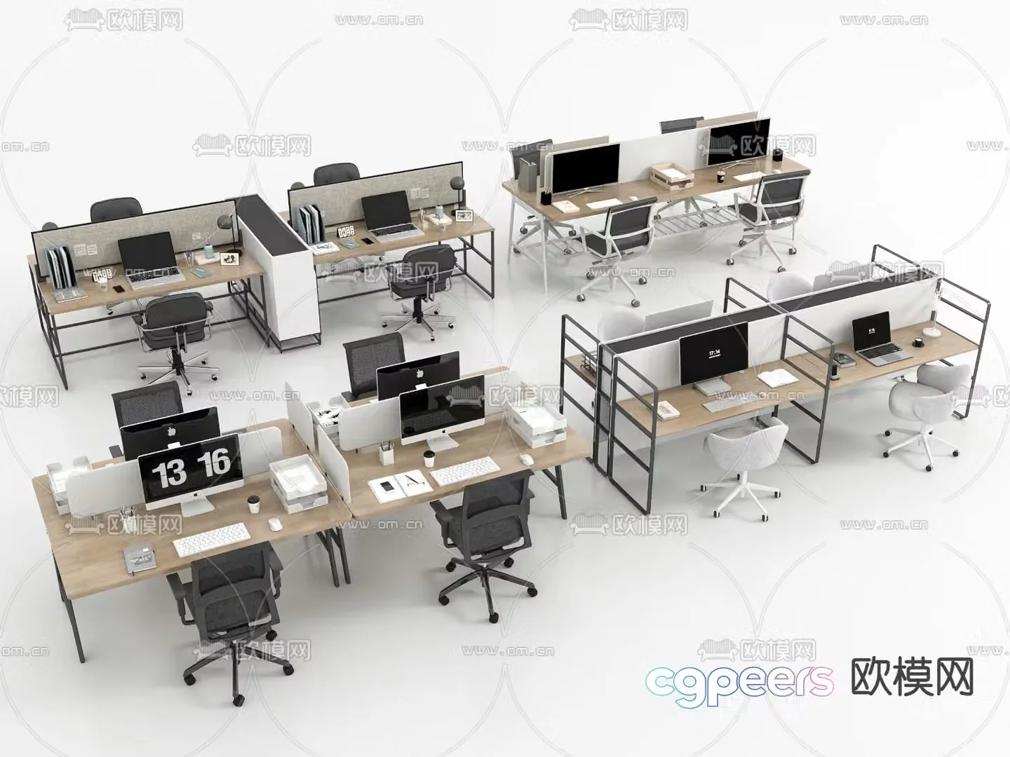 Card desk staff desk workstation 3D model