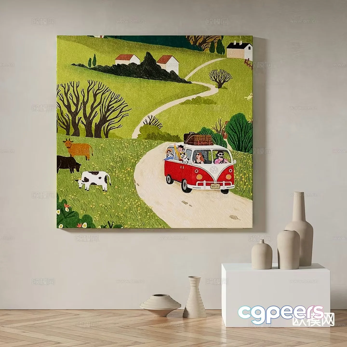 Modern art painting decorative painting 3d model