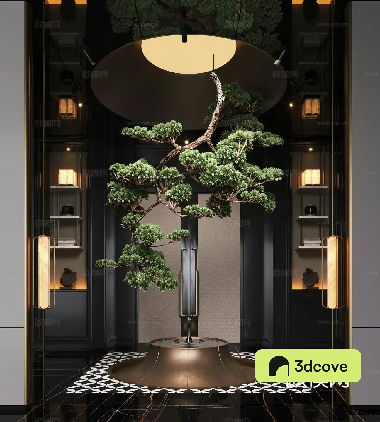 New Chinese aisle landscape installation hanging tree