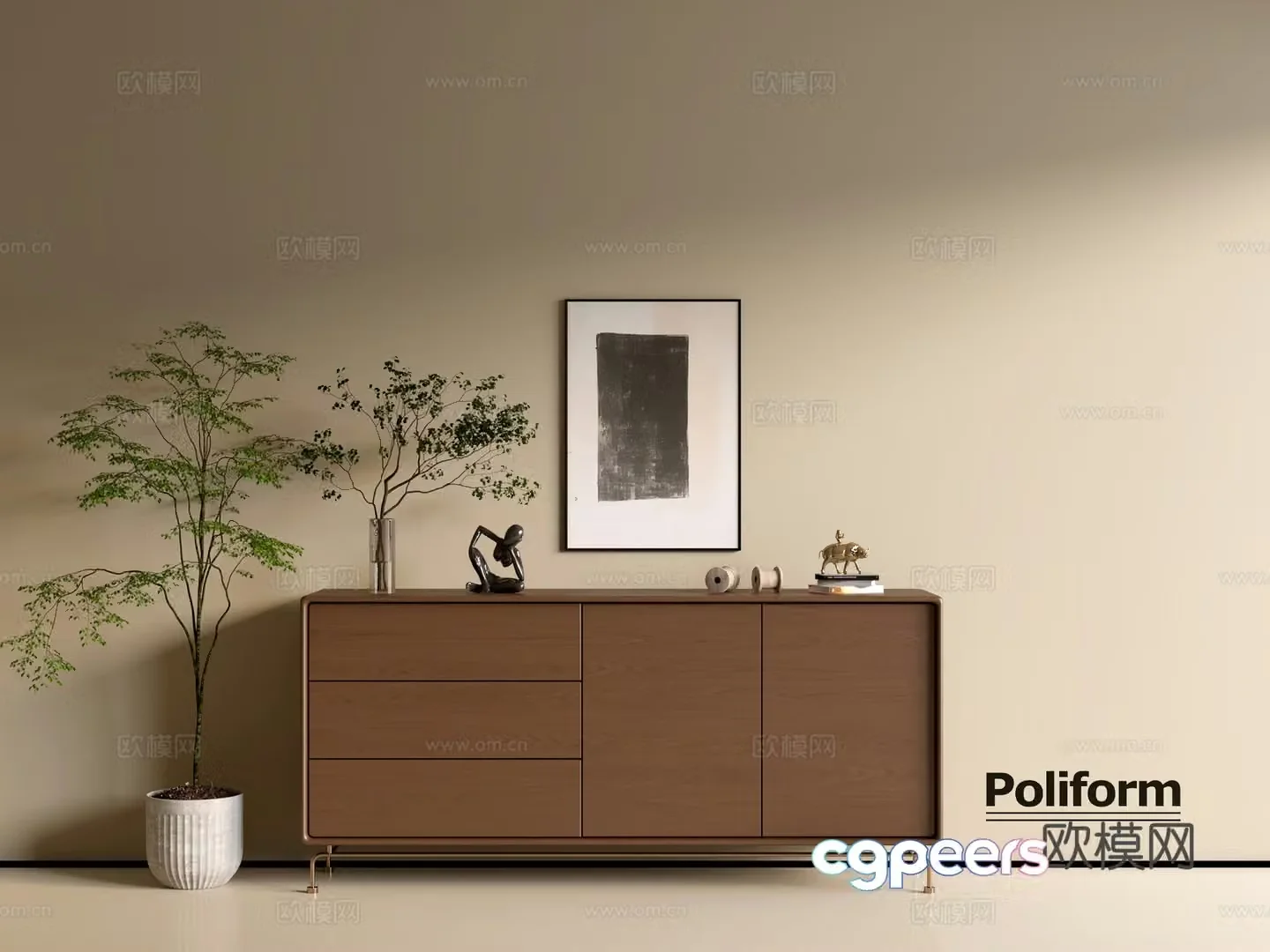 Modern wood grain cabinet ins wind minimalist wind cabinet whole cabinet sideboard balcony cabinet storage 3D model