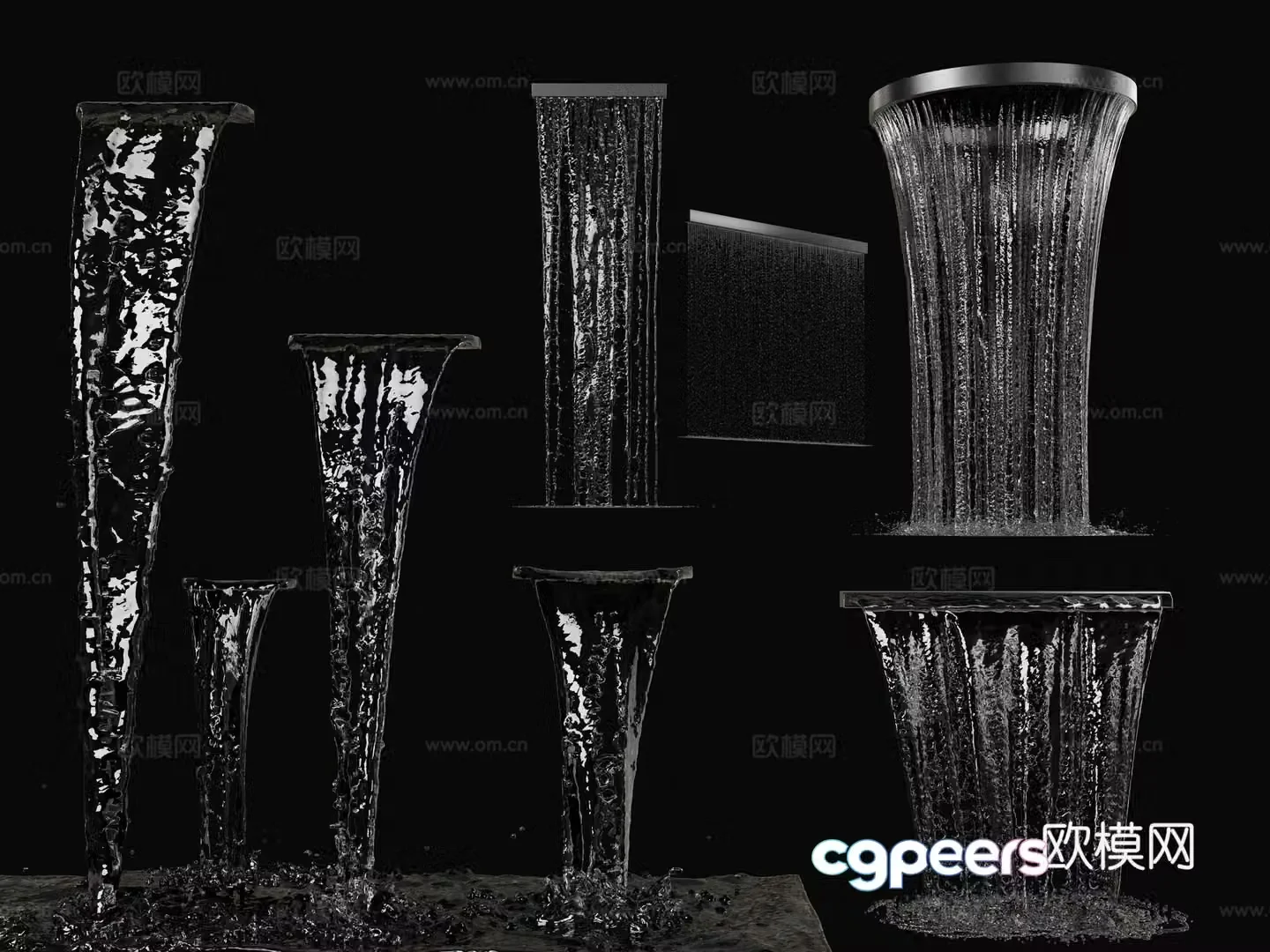 Modern Fountain Running Water Water Curtain Waterfall 3D Model