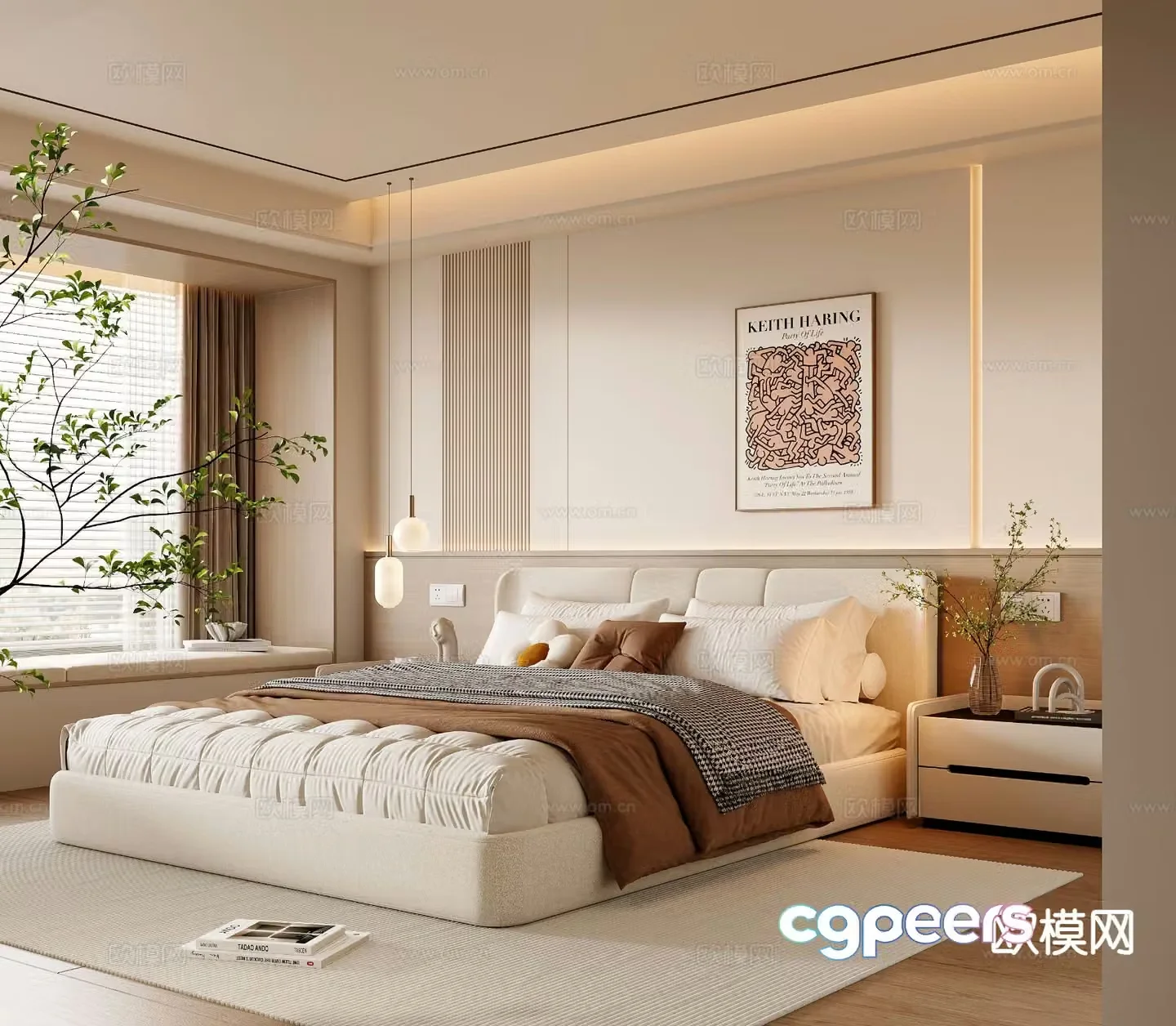 Cream style bedroom master bedroom 3d model