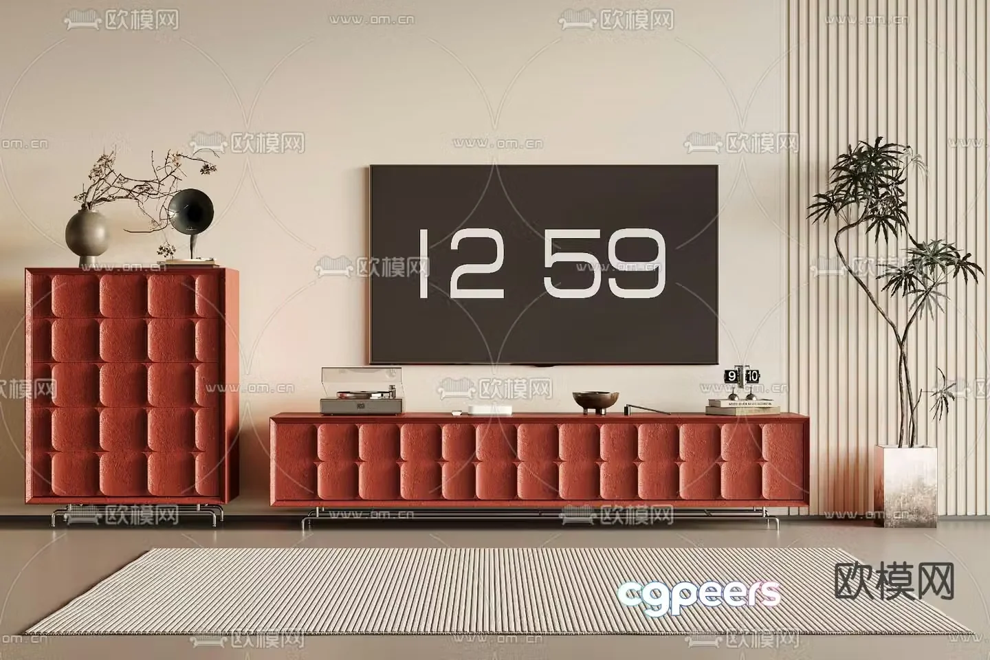 Medieval style TV cabinet 3D model
