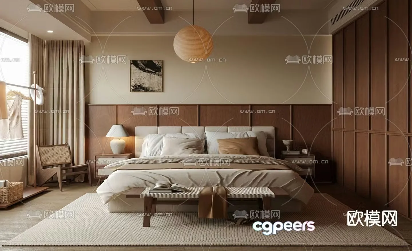 Middle style bedroom master bedroom master room 3d model