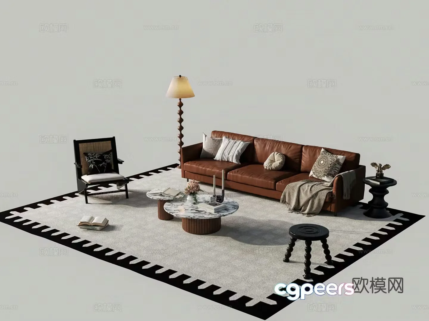 Medieval style modular sofa 3D model