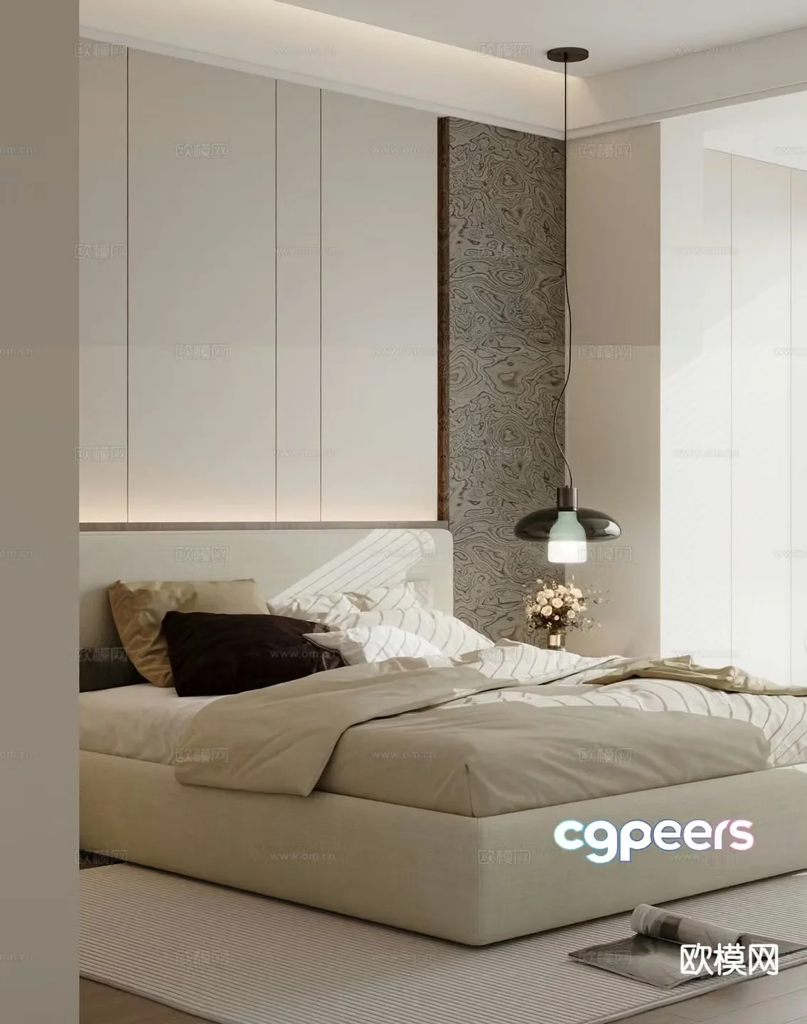 Modern double bed 3d model