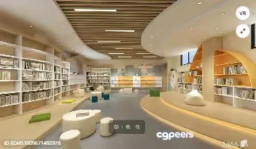 Modern Library 3D Model – 8740 – VRAY Render