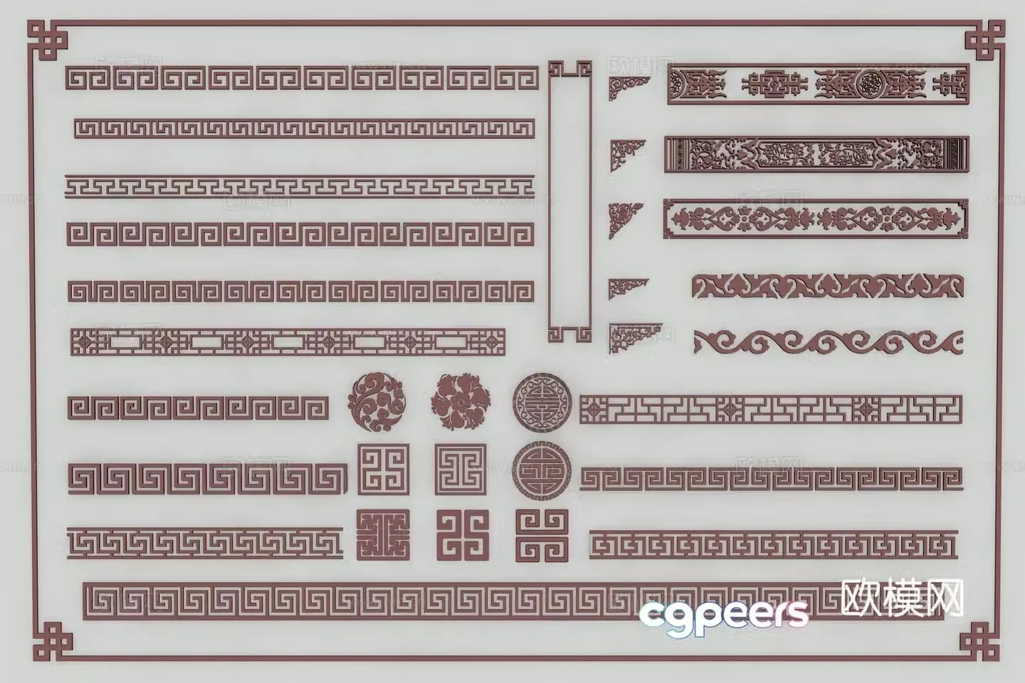 Chinese style fringe line decorative line 3d model
