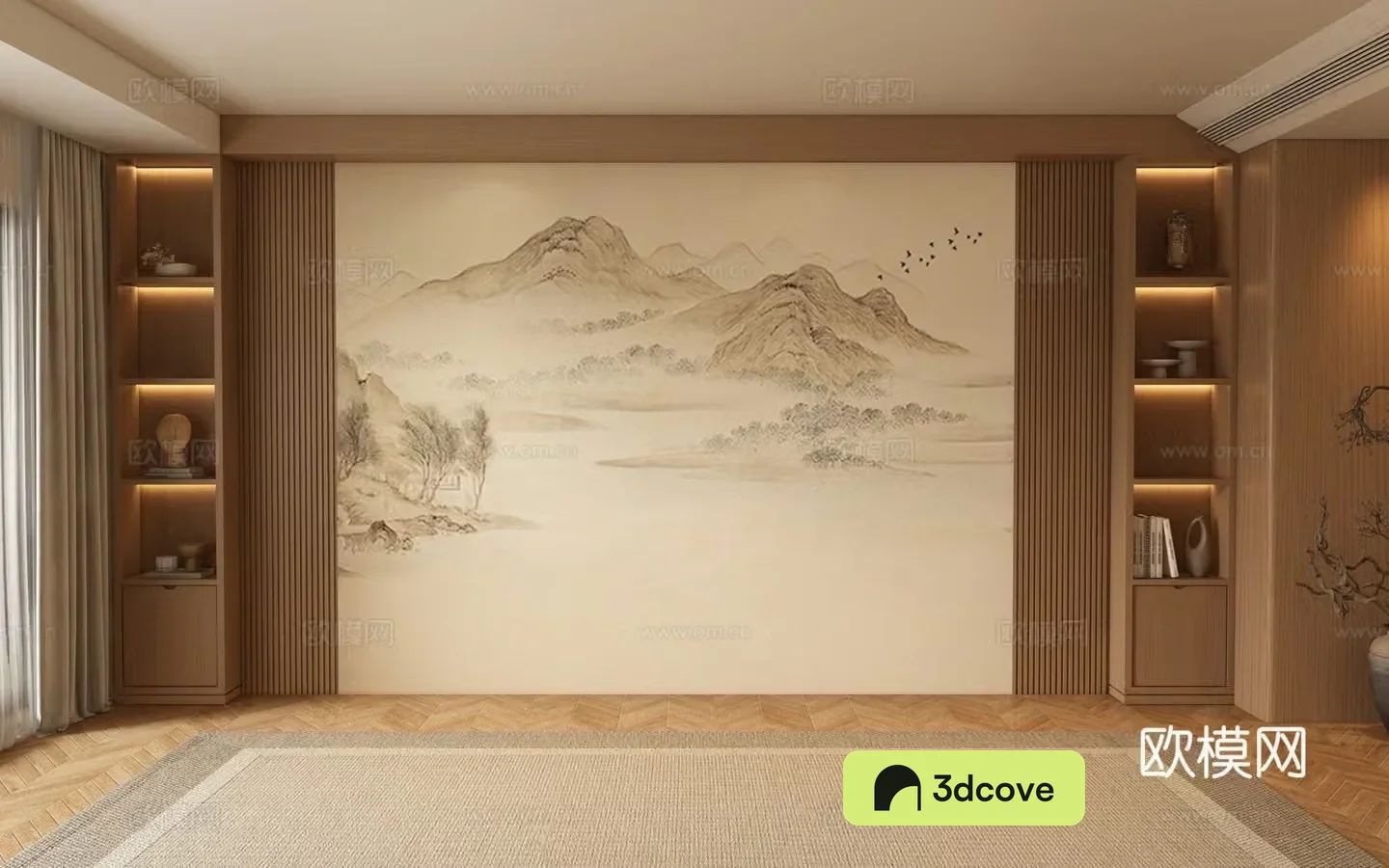 New Chinese style sofa background wall