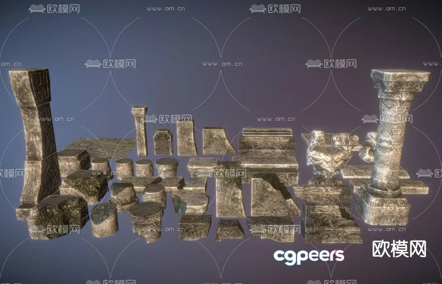 Landscape sketch landscape stone stone pillar stone platform 3D model