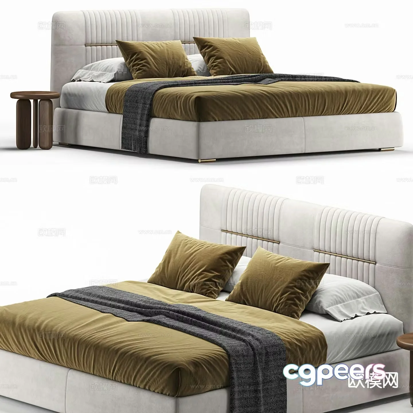 Modern double bed 3d model