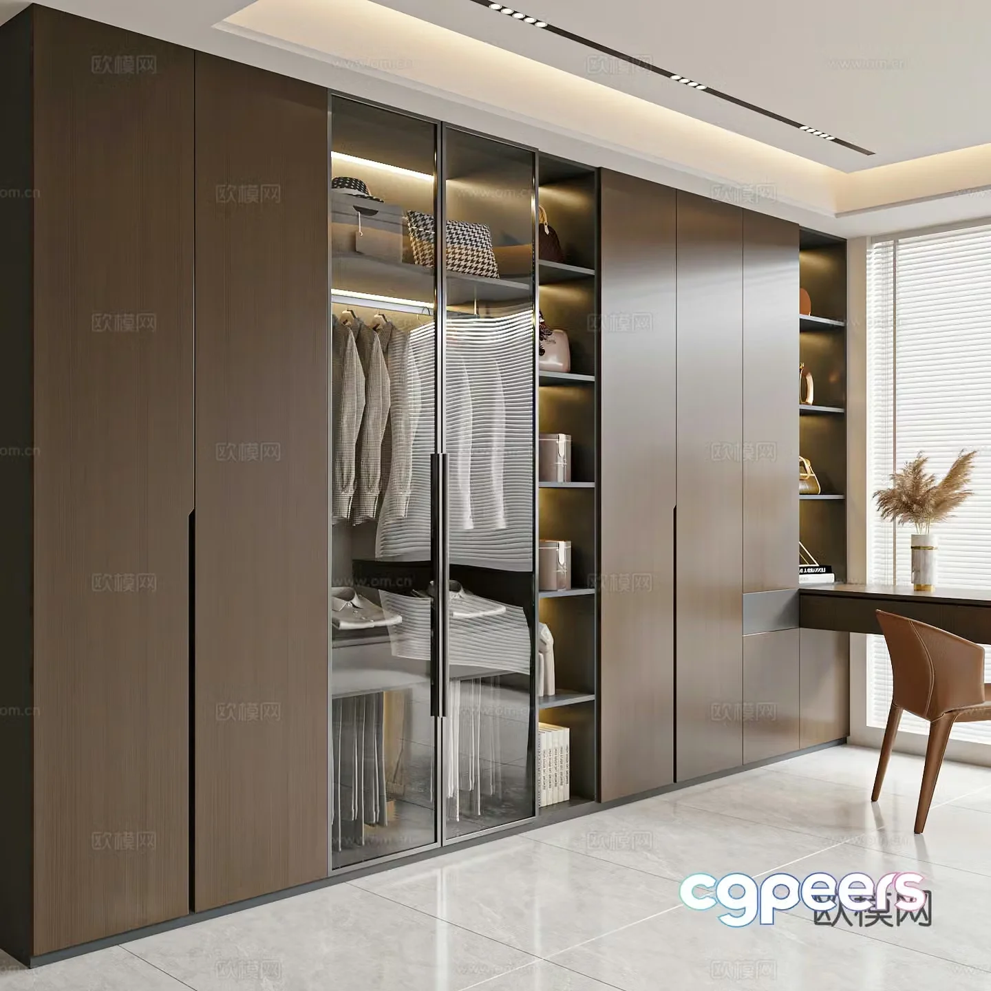 Modern Italian wardrobe dressing table wardrobe 3d model