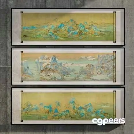 Three Framed Paintings 3D Model – 5088 – VRAY Render