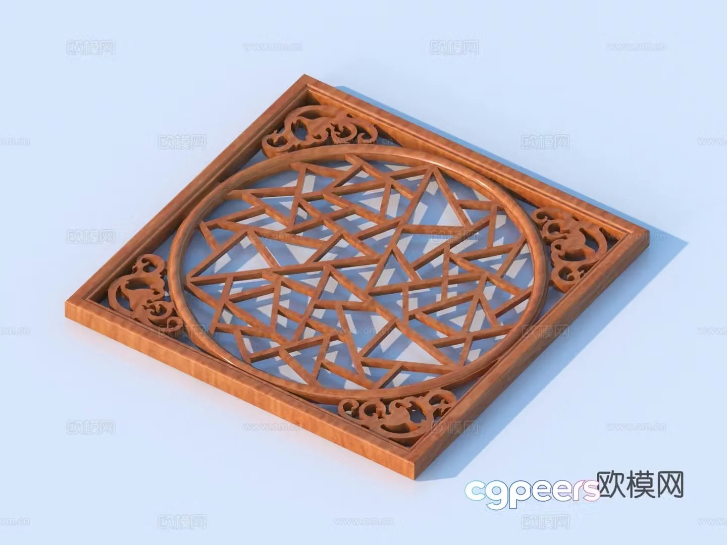 Carved window Grating window Hollow window Relief Wood carving 3D model