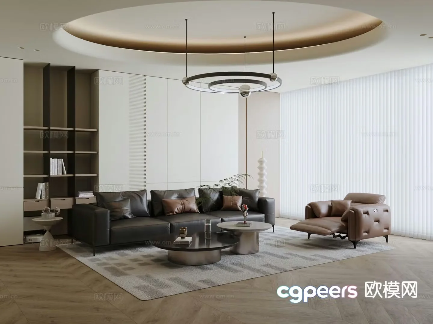 Modern modular sofa leather sofa 3d model