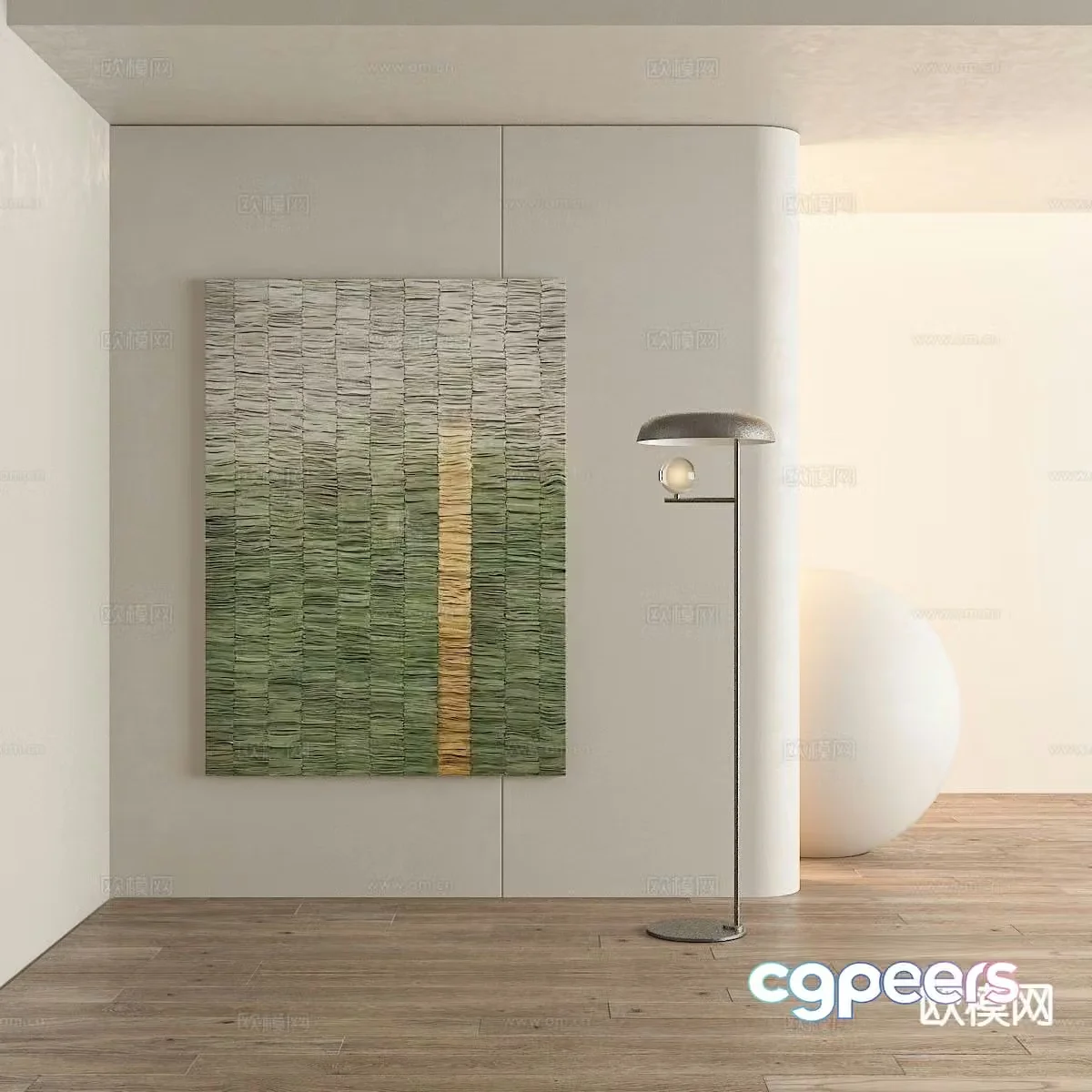 Wabi-sabi style oil painting decorative painting 3d model