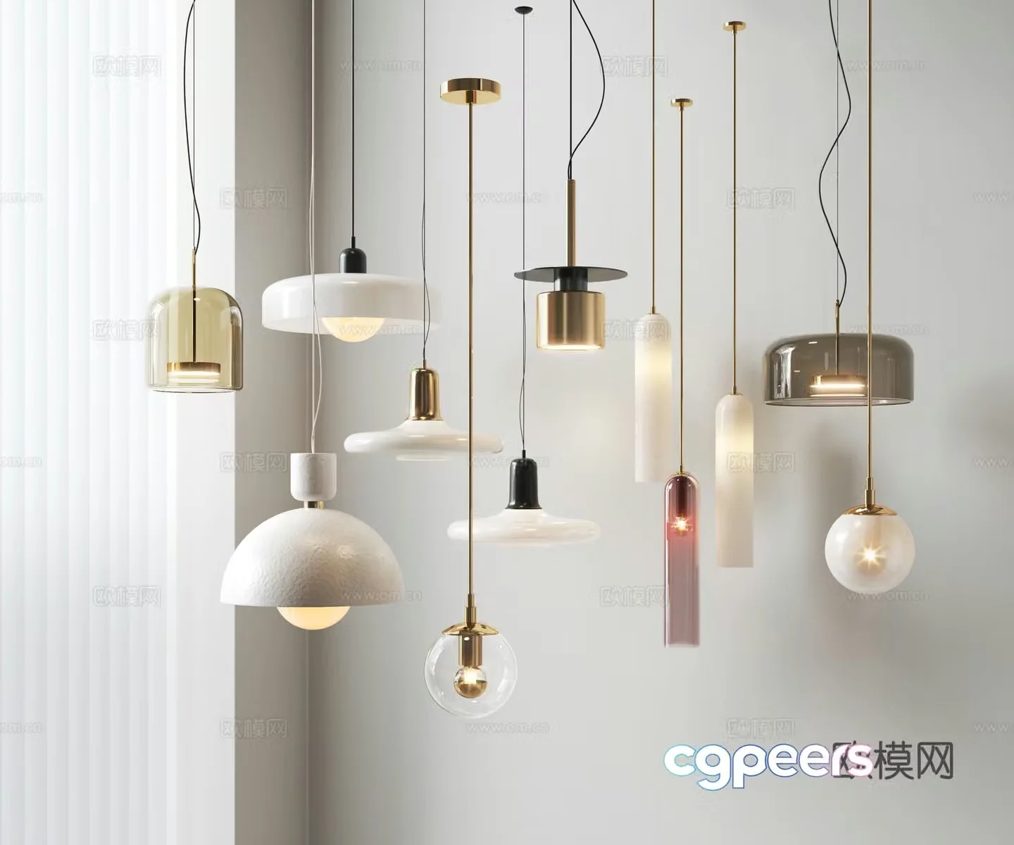Modern bedside chandelier combination 3d model