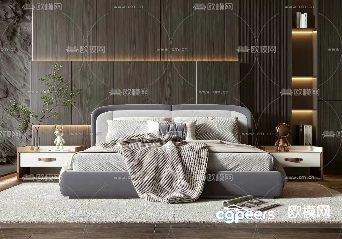Modern double bed 3d model
