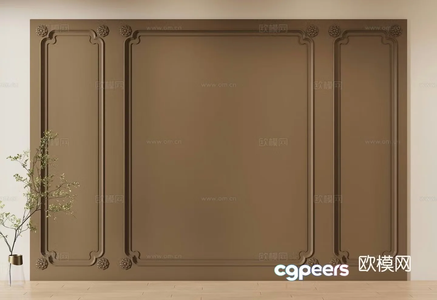 French wainscot background wall 3d model