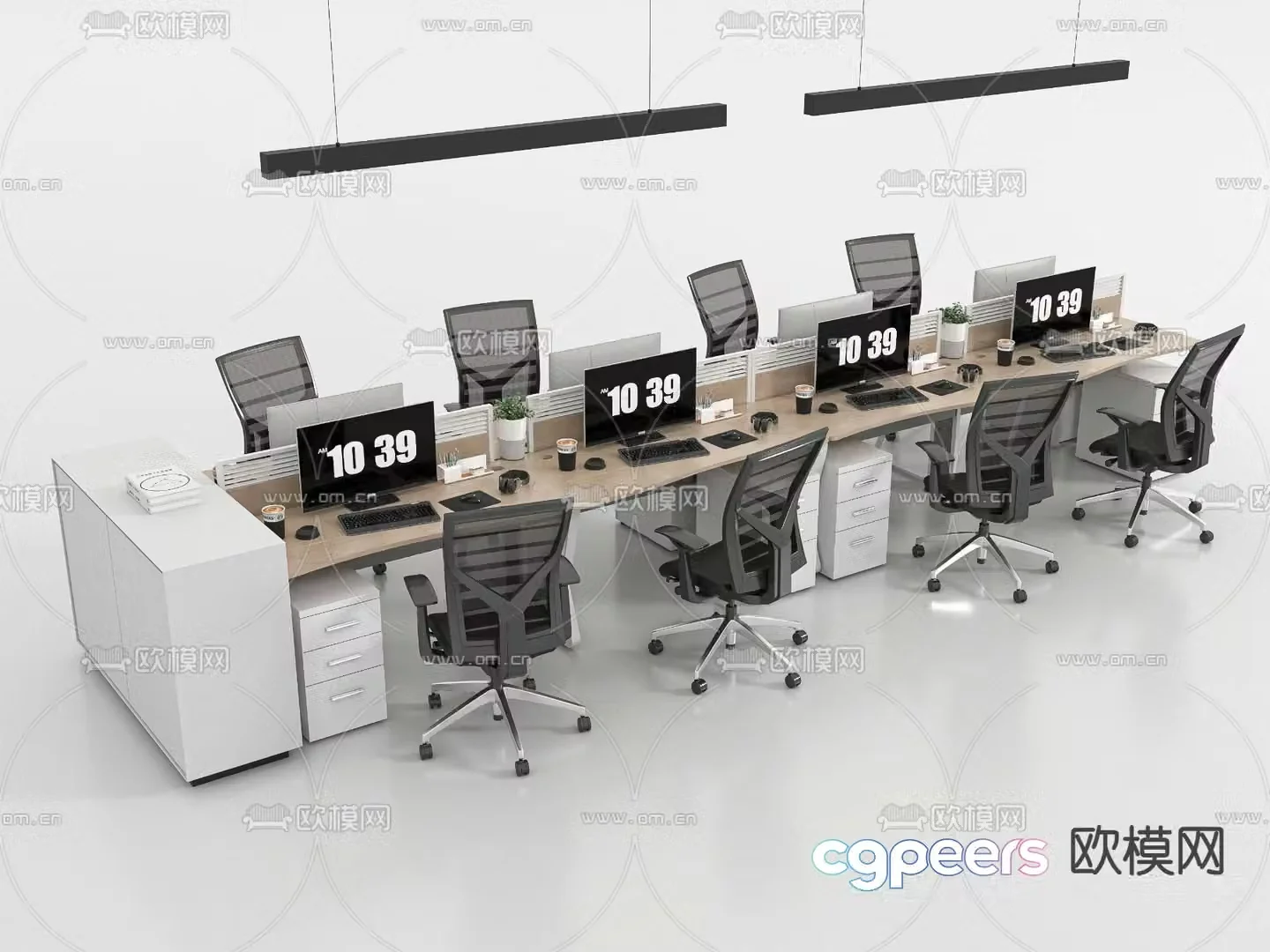 Office desk and chair screen card 3d model
