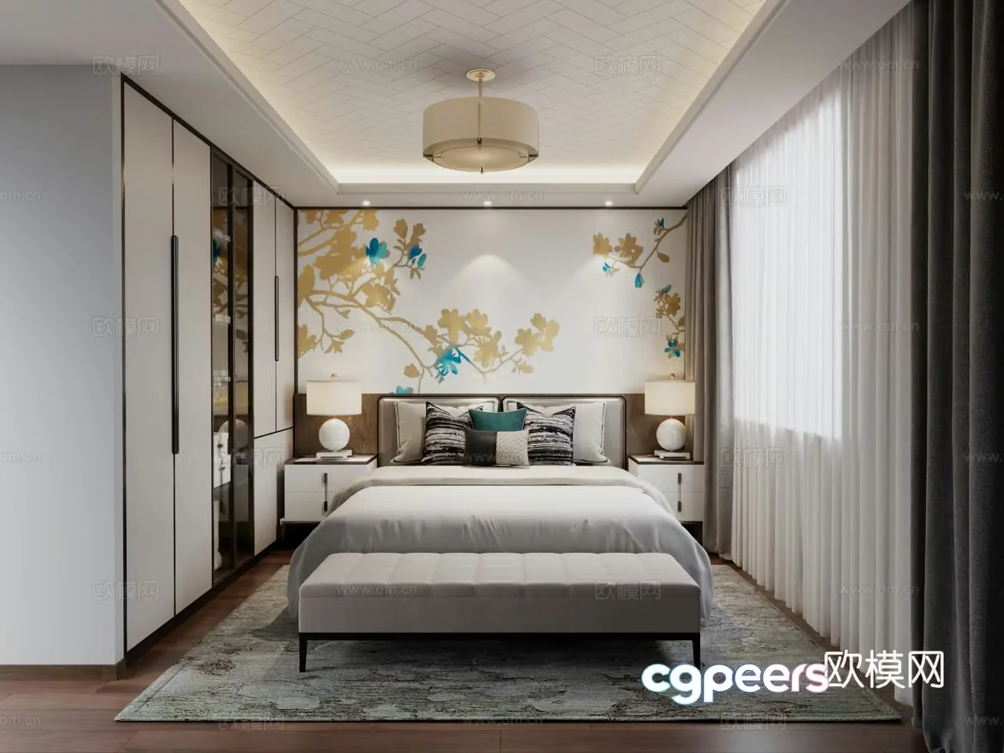 New Chinese style bedroom master bedroom 3D model