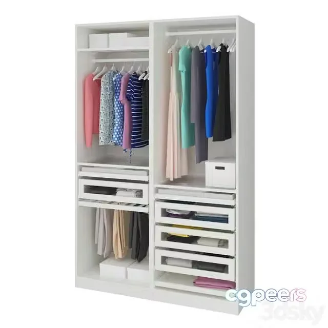 3ds Max Free – Wardrobe Ikea Pax with clothes
