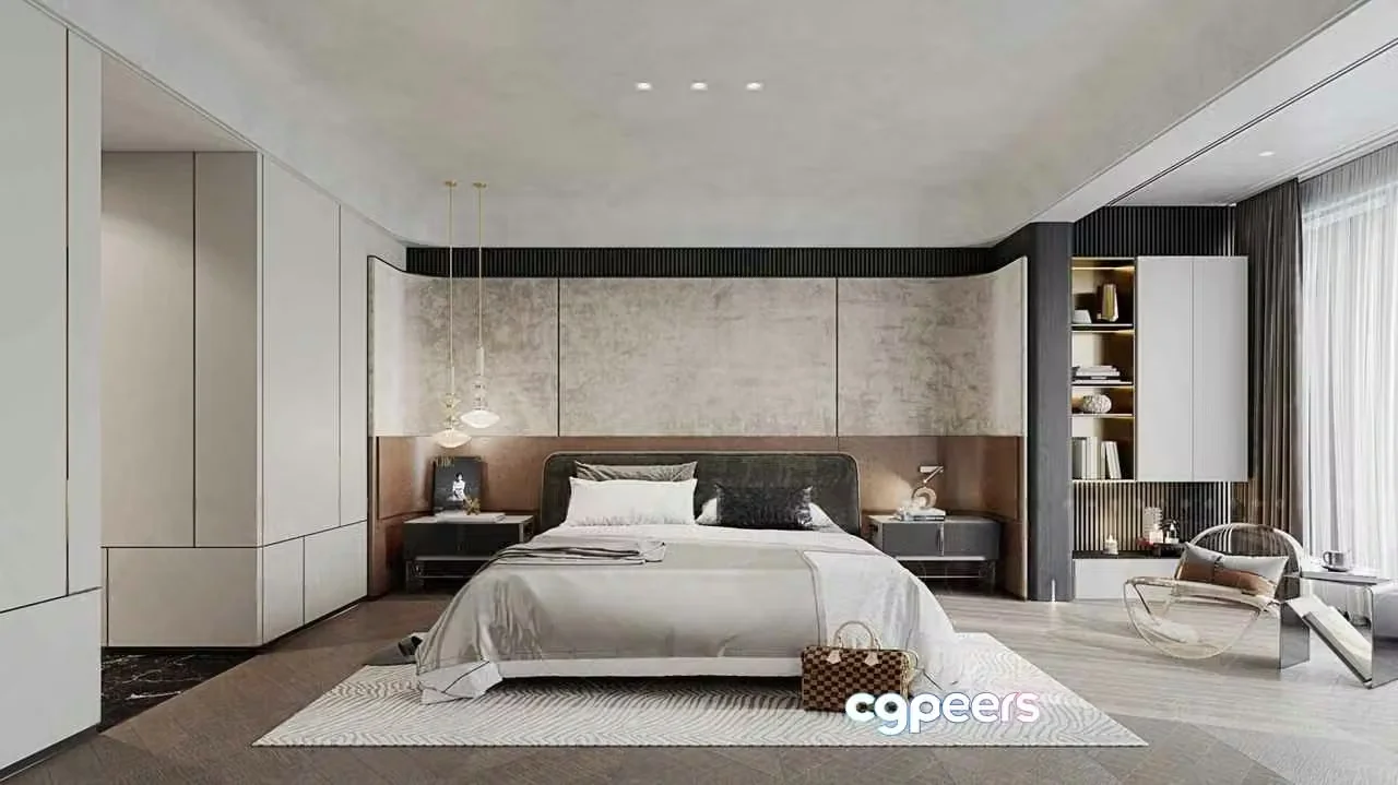 Modern Bedroom Decor 3D Model – 771 – CORONA Render
