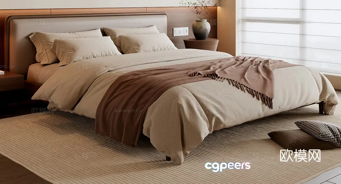 Middle-aged double bed 3D model