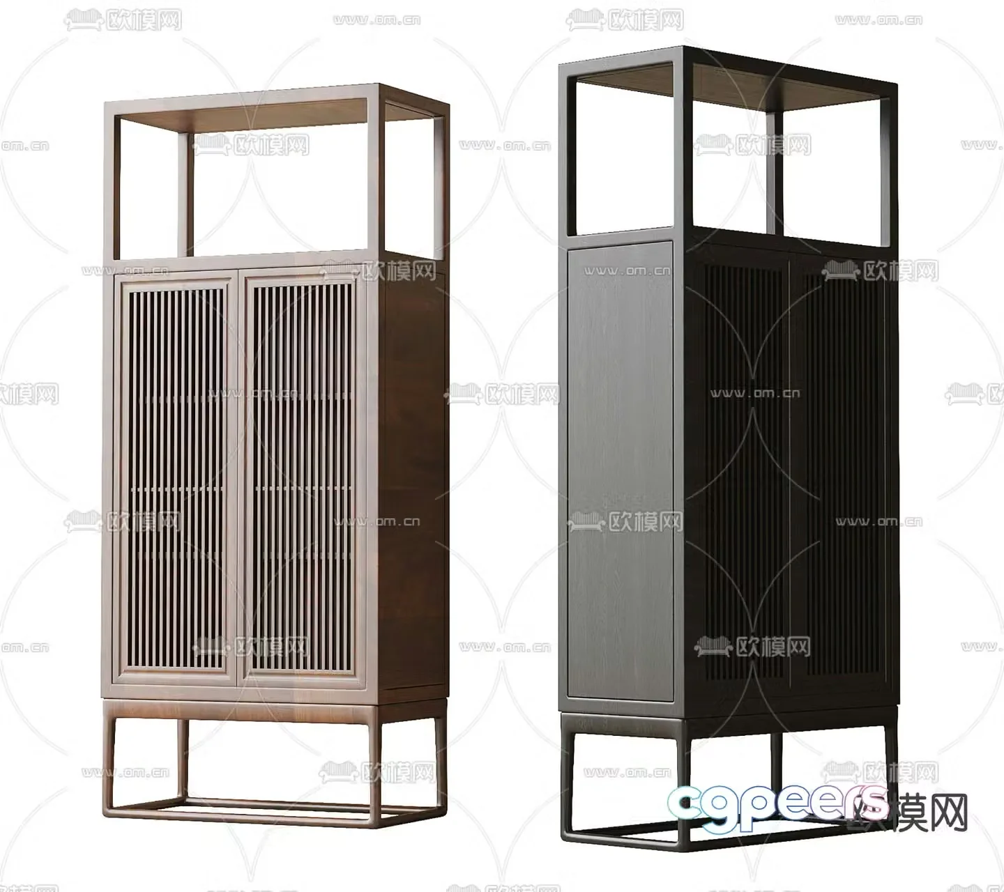 New Chinese style solid wood decorative cabinet 3D model