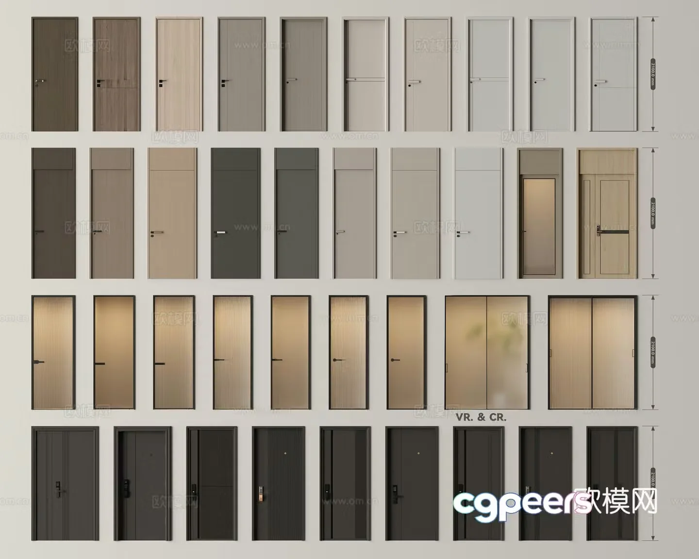 Modern door combination single-open door bedroom door security door entrance door mother and child door glass door 3d model