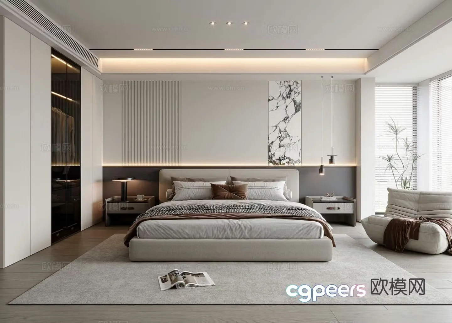 Modern bedroom master bedroom 3d model