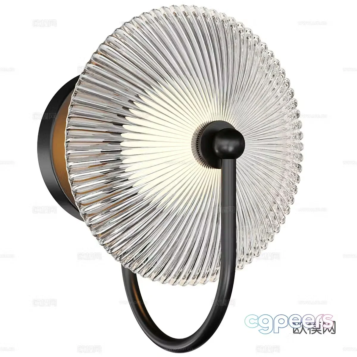 New Chinese style light luxury round glass wall lamp 3D model