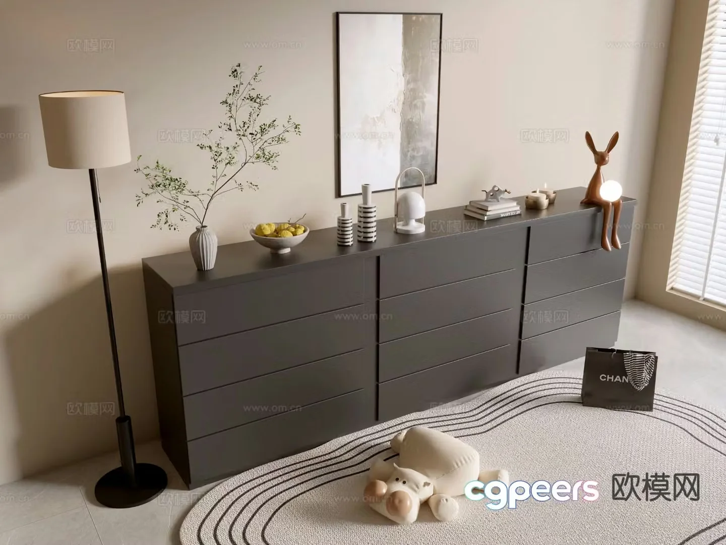 Modern black cabinet chest 3d model