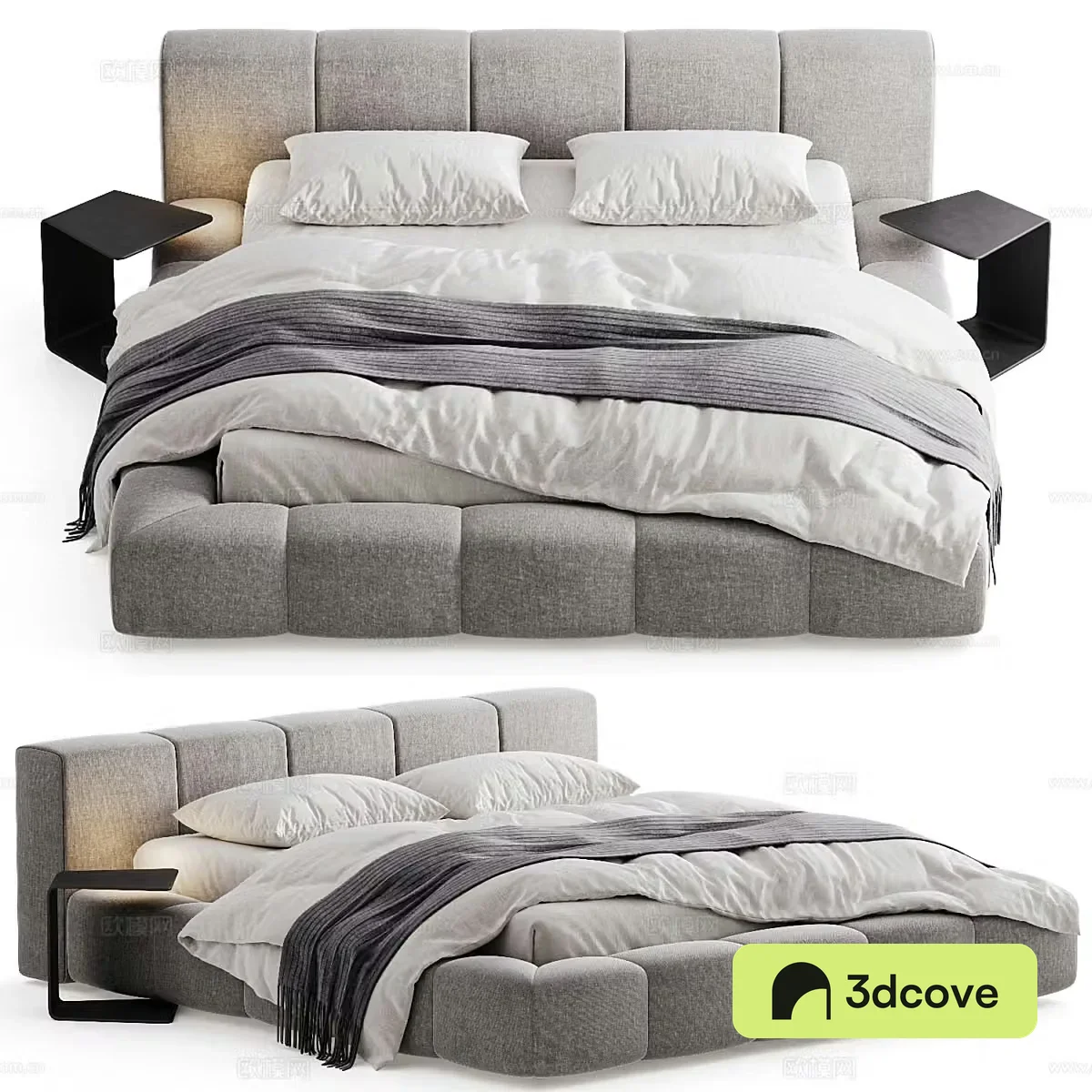 Modern double bed platform bed