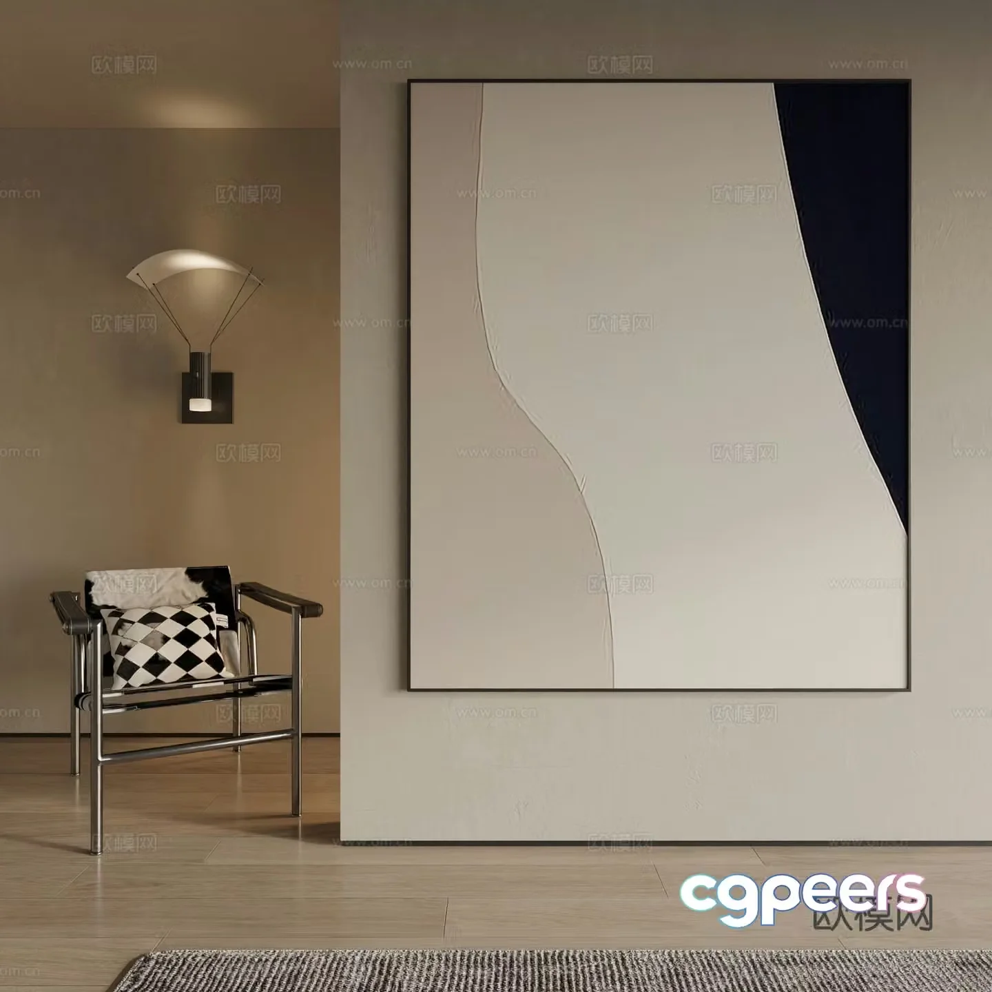 Modern decorative painting hanging painting 3d model